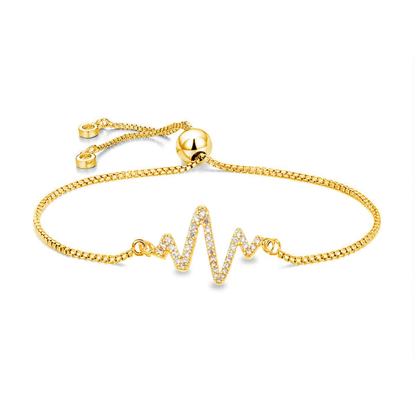 Lightening Heartbeat Cardiogram Gold CZ Slider Bracelet Bulk Secondary image