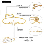 Lightening Heartbeat Cardiogram Gold CZ Slider Bracelet Bulk