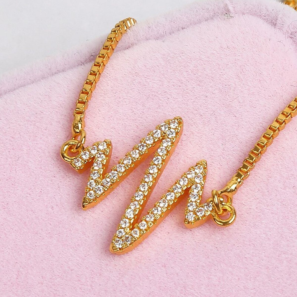 Lightening Heartbeat Cardiogram Gold CZ Slider Bracelet Bulk