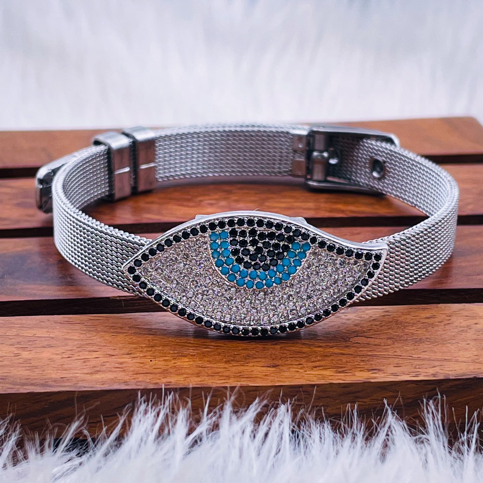 Silver Watch Belt Turkish Evil Eye Bracelet For Women Bulk