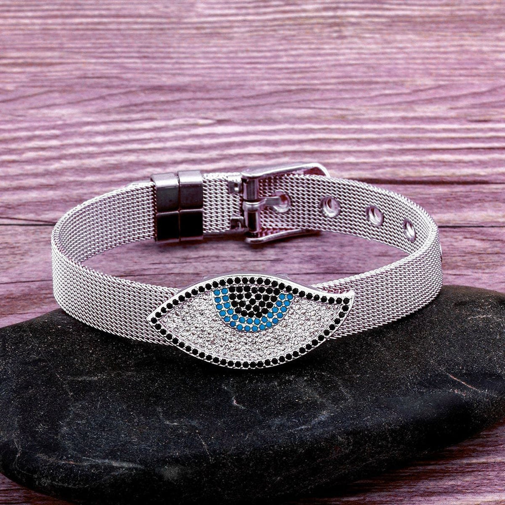 Silver Watch Belt Turkish Evil Eye Bracelet For Women Bulk