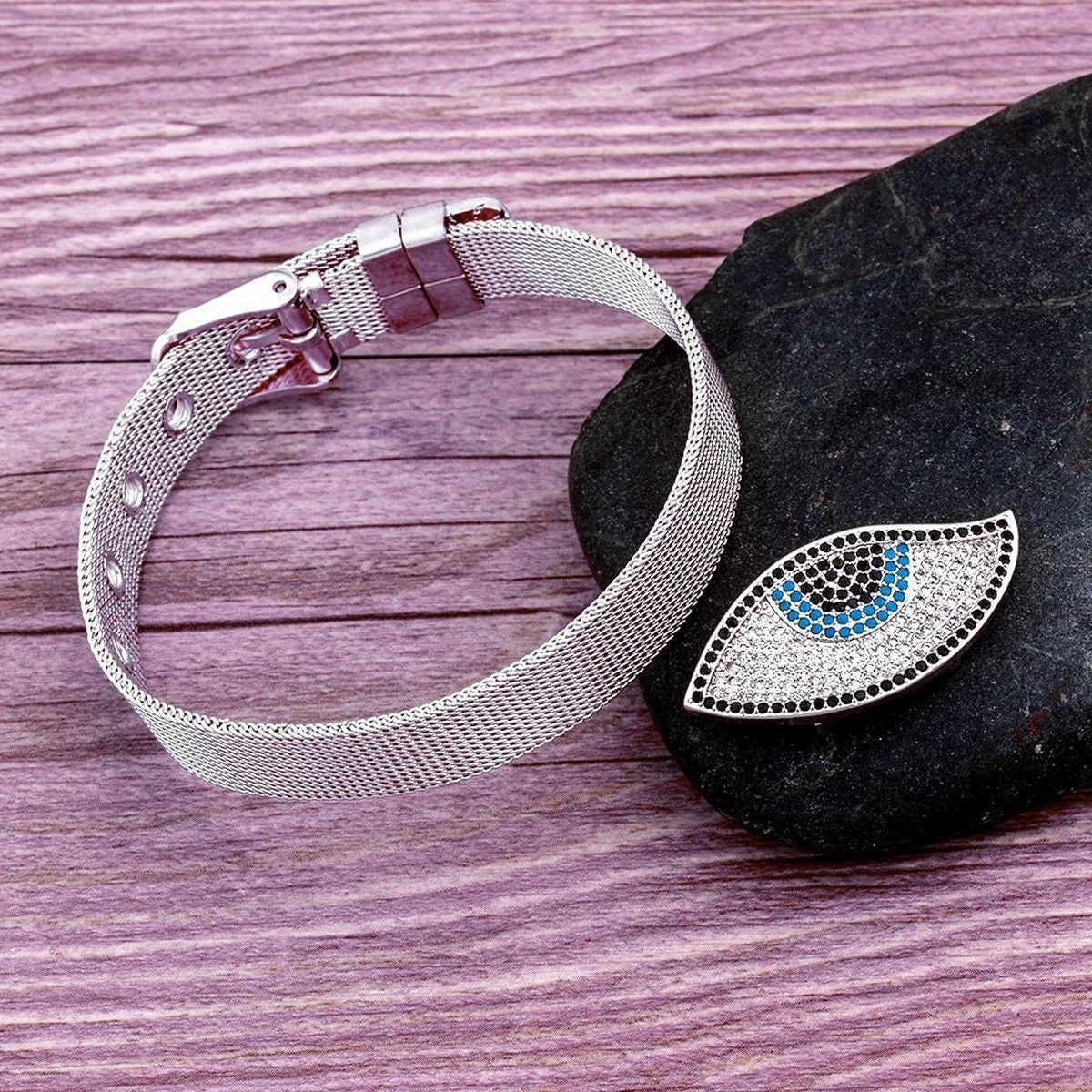 Silver Watch Belt Turkish Evil Eye Bracelet For Women Bulk