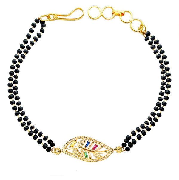 Leaf Petal Floral Gold CZ Hand Wrist Mangalsutra Bracelet Bulk Secondary image