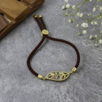 Leaf Petal Floral Gold Brown CZ Adjustable Thread Bracelet Bulk