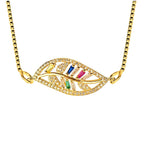Leaf Petal Floral Gold American Diamond Necklace Pendant Chain Bulk