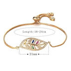 Leaf Petal Floral Gold CZ American Diamond Slider Bracelet Bulk