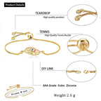 Leaf Petal Floral Gold CZ American Diamond Slider Bracelet Bulk
