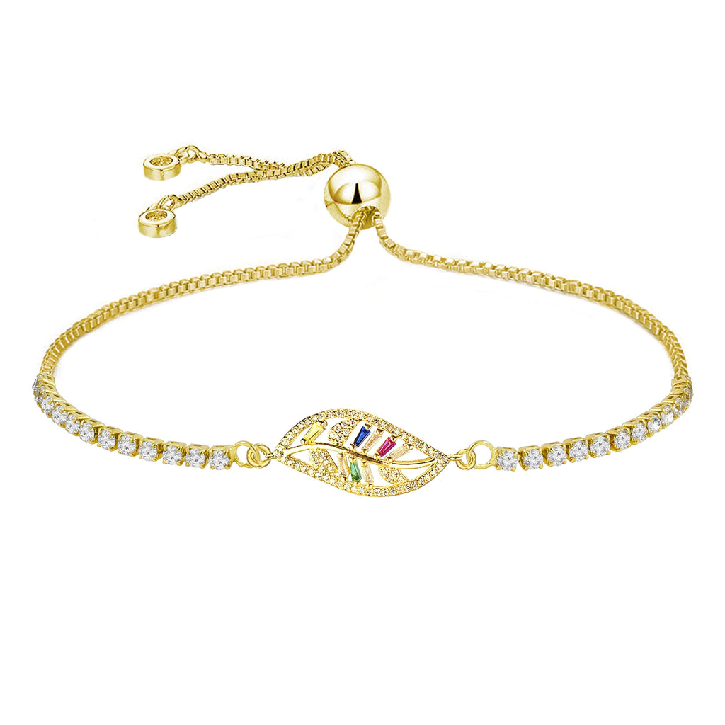 Gold Slider Flower Leaf Bracelet For Women Bulk