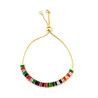 Gold Colorful Rainbow CZ American Diamond Slider Bracelet Bulk