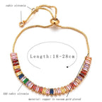 Gold Colorful Rainbow CZ American Diamond Slider Bracelet Bulk