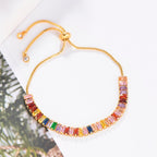 Gold Colorful Rainbow CZ American Diamond Slider Bracelet Bulk