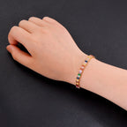 Gold Colorful Rainbow CZ American Diamond Slider Bracelet Bulk