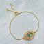 Copper Cubic Zirconia Gold Evil Eye Adjustable Slider Bracelet Bulk