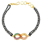 Infinity Infinite Love Colorful Rainbow Baguette Cubic Zirconia Adjustable Hand Wrist Mangalsutra Bracelet Women
