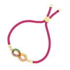 Infinity Rainbow Gold Pink CZ Adjustable Thread Bracelet Bulk