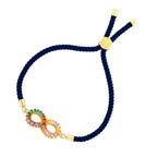 Infinity Rainbow Gold Blue CZ Adjustable Thread Bracelet Bulk