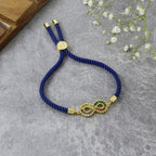 Infinity Rainbow Gold Blue CZ Adjustable Thread Bracelet Bulk