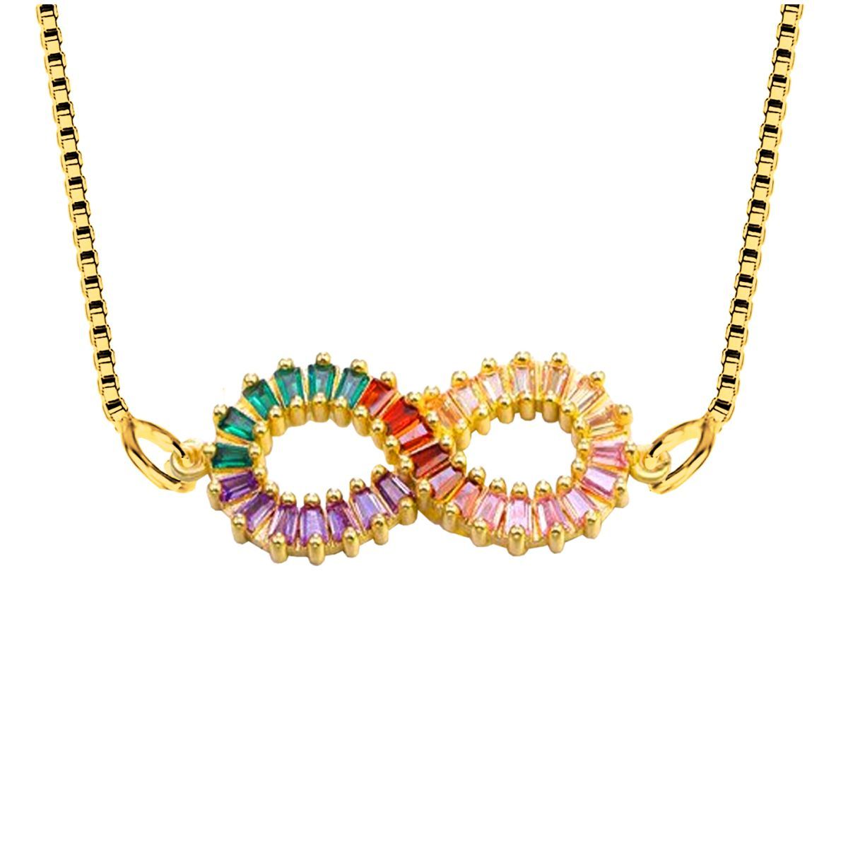 Infinity Love Colorful Rainbow Diamond Necklace Pendant Chain Bulk Secondary image