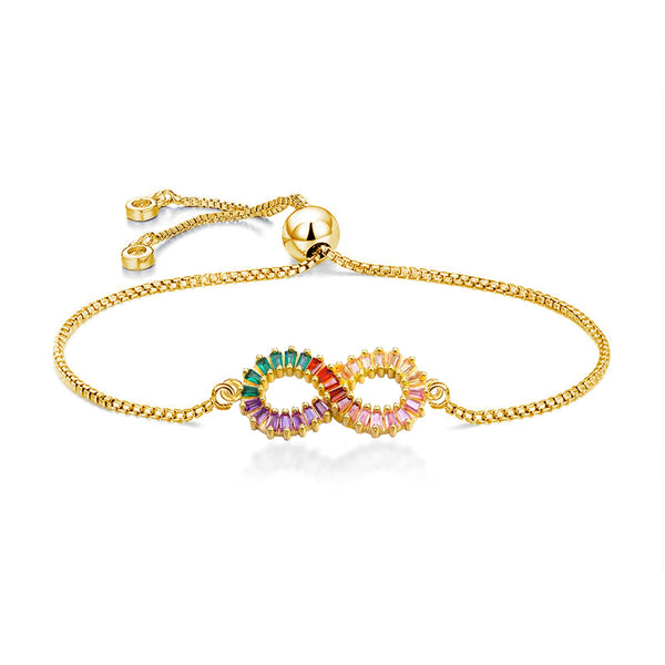 Infinity Love Colorful Rainbow Cubic Zircon CZ Bracelet Bulk Main image