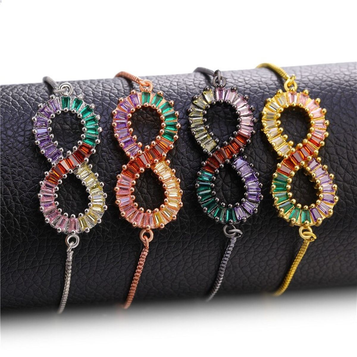 Infinity Love Colorful Rainbow Cubic Zircon CZ Bracelet Bulk