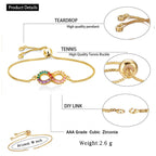 Infinity Love Colorful Rainbow Cubic Zircon CZ Bracelet Bulk