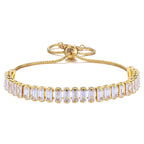 Gold Baguette CZ American Diamond Slider Tennis Bracelet Bulk