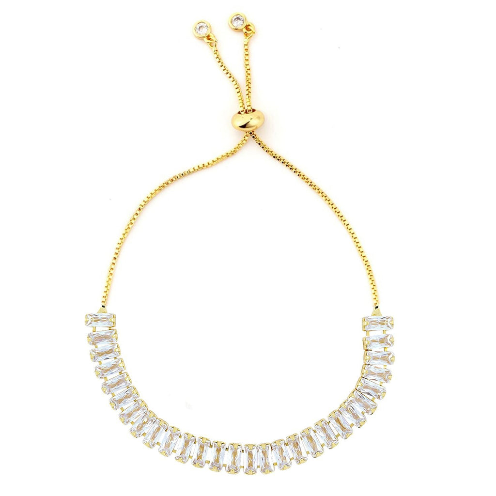 Gold Baguette CZ American Diamond Slider Tennis Bracelet Bulk