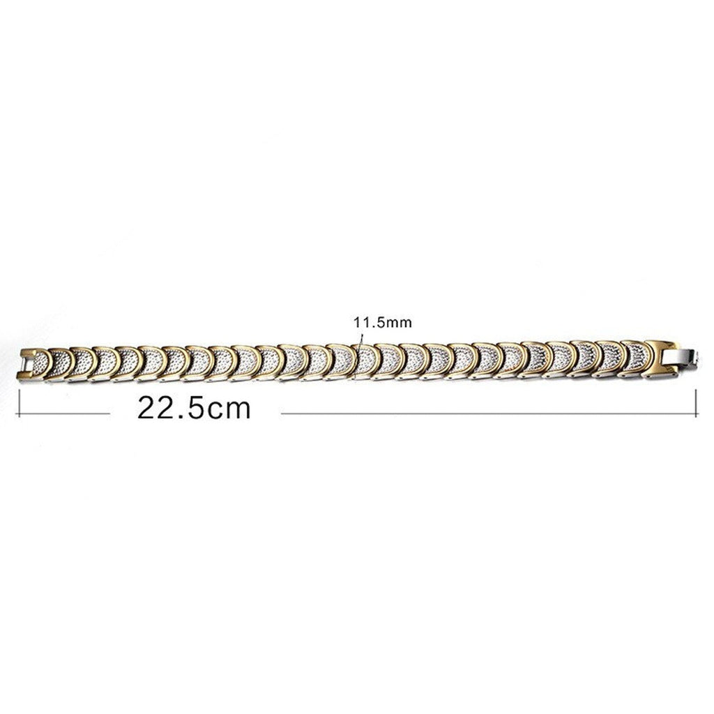 Gold Silver Stainless Steel Magnet Health Care Therapy Energy Bracelet