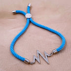 Lifeline Heart Beat Copper Silver Blue CZ Thread Bracelet Bulk