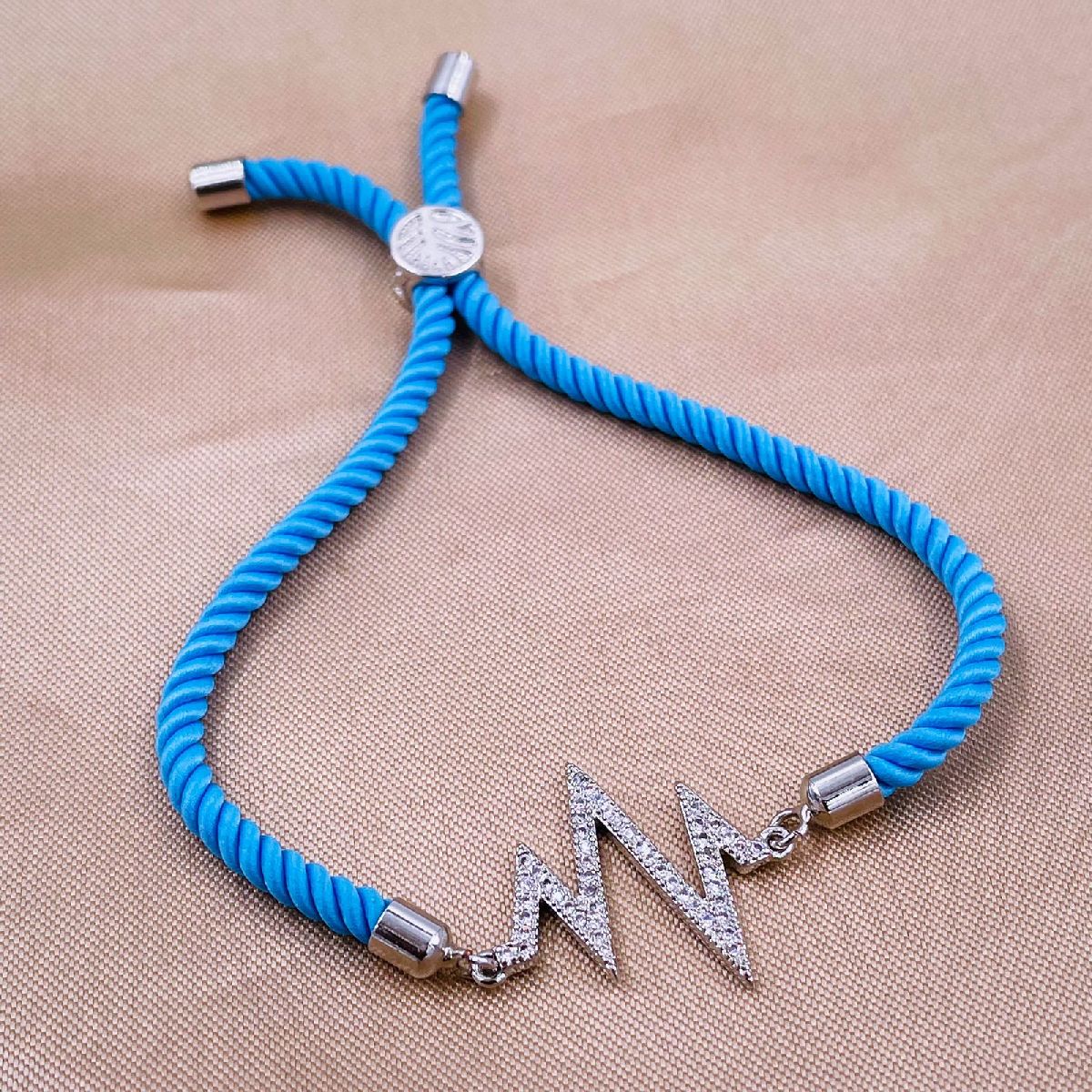 Lifeline Heart Beat Copper Silver Blue CZ Thread Bracelet Bulk