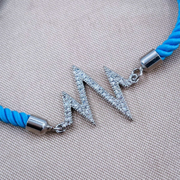 Lifeline Heart Beat Copper Silver Blue CZ Thread Bracelet Bulk Secondary image