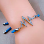 Lifeline Heart Beat Copper Silver Blue CZ Thread Bracelet Bulk