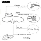 Lightening Heartbeat Cardiogram Silver CZ Slider Bracelet Bulk