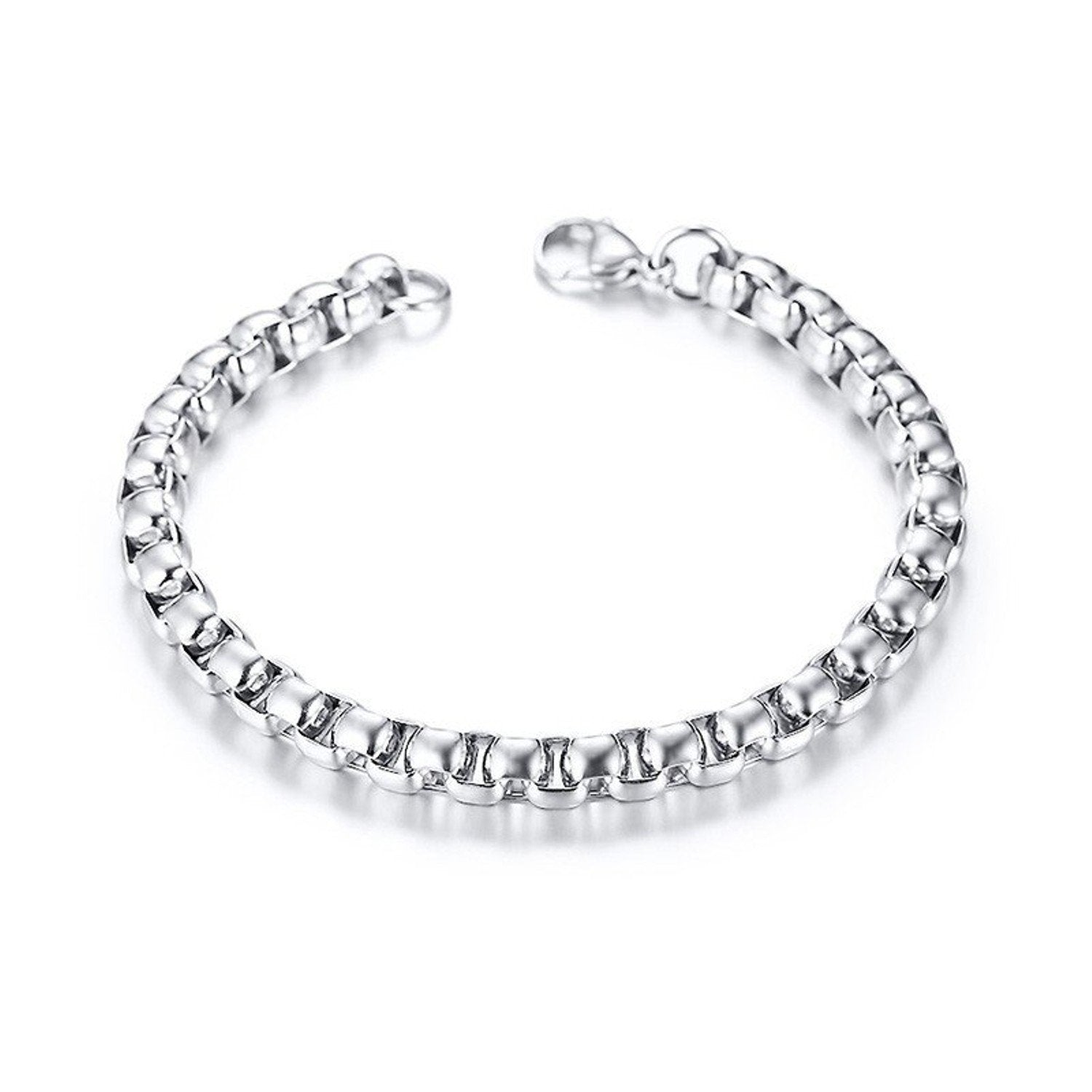 Popcorn Silver 316L Stainless Steel Lobster Clasp Bracelet Men Bulk Main image