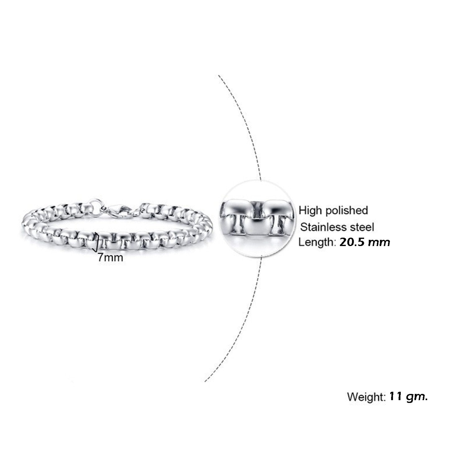Popcorn Silver 316L Stainless Steel Lobster Clasp Bracelet Men Bulk