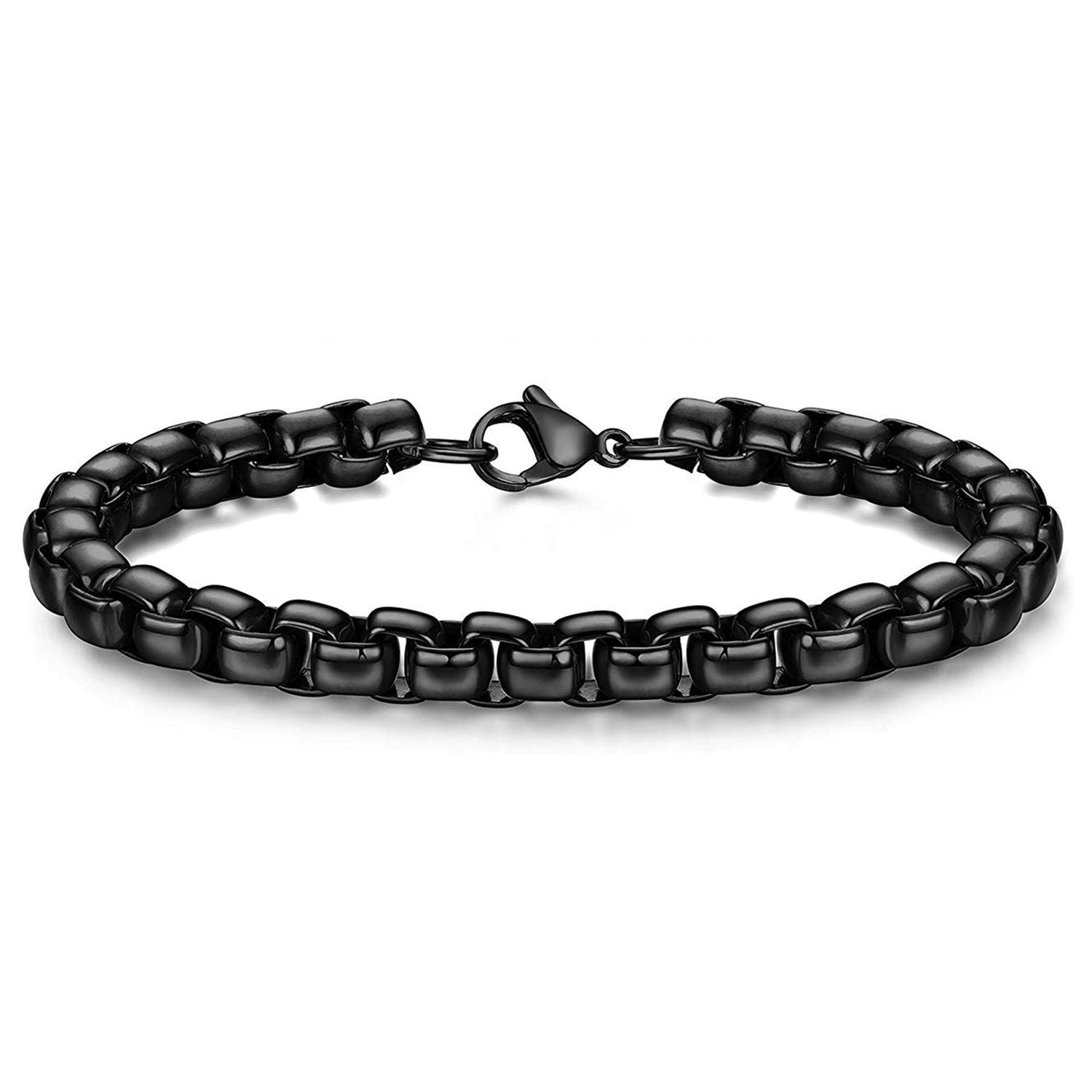 Popcorn Black 316L Stainless Steel Lobster Clasp Bracelet For Men Main image