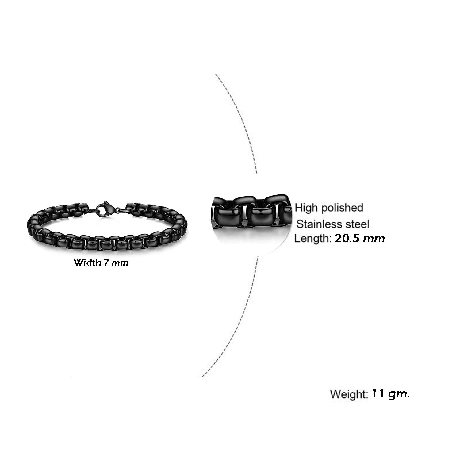 Popcorn Black 316L Stainless Steel Lobster Clasp Bracelet For Men