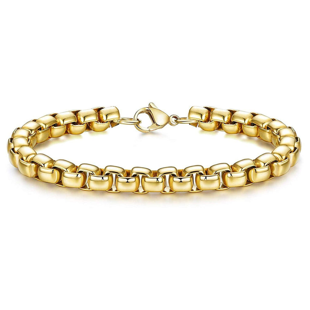 Popcorn Gold 316L Stainless Steel Lobster Clasp Bracelet For Men Bulk