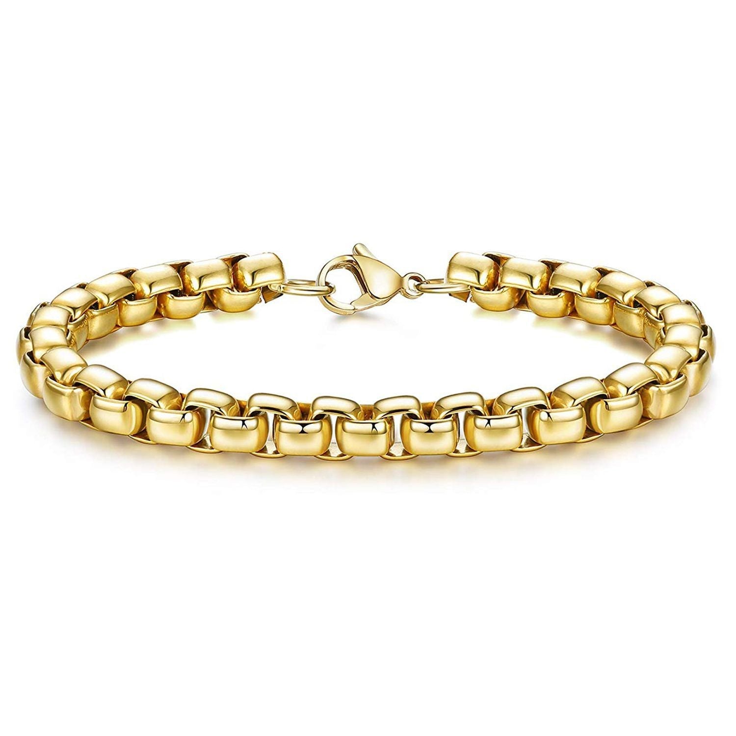 Popcorn Gold 316L Stainless Steel Lobster Clasp Bracelet For Men Bulk