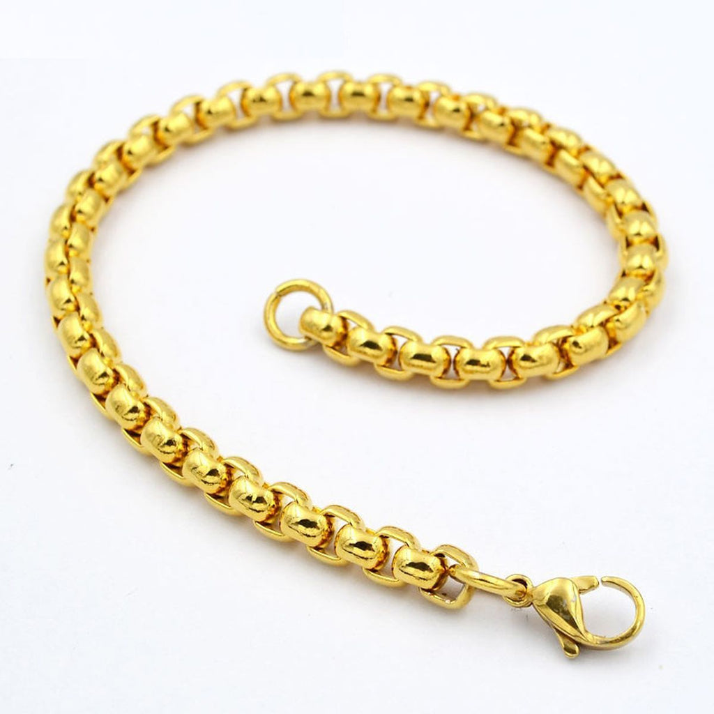 Popcorn Gold 316L Stainless Steel Lobster Clasp Bracelet For Men Bulk