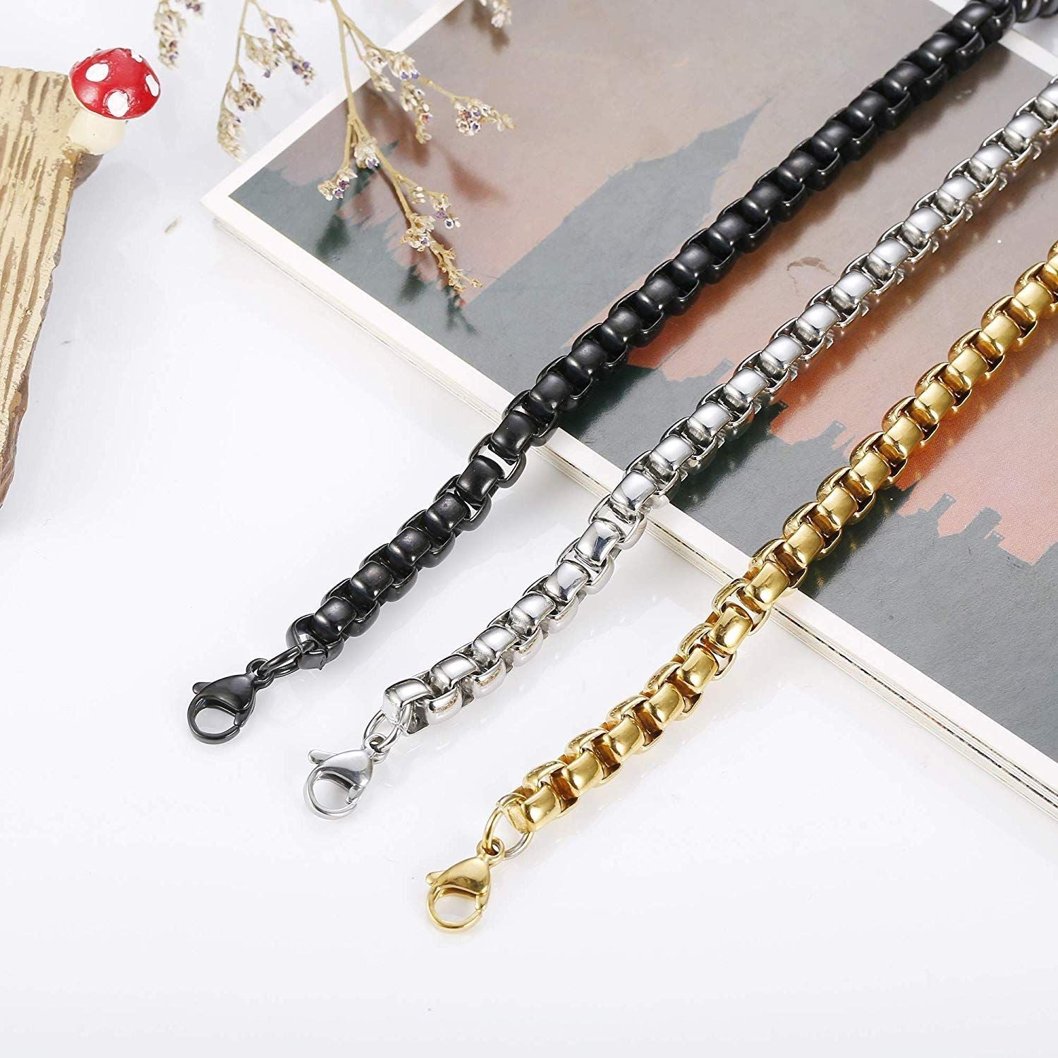 Popcorn Gold 316L Stainless Steel Lobster Clasp Bracelet For Men Bulk