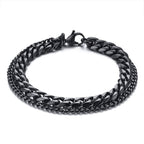 Layered Wrist Wrap Black Stainless Steel Curb Chain Bracelet Bulk