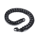 Layered Wrist Wrap Black Stainless Steel Curb Chain Bracelet Bulk