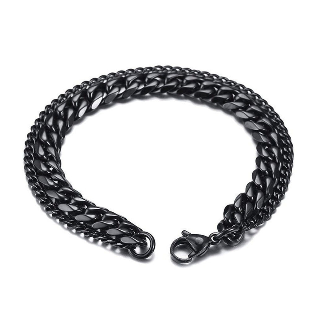 Layered Wrist Wrap Black Stainless Steel Curb Chain Bracelet Bulk