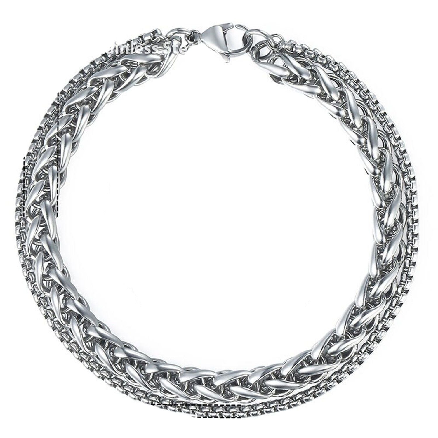 Layered Wrist Stainless Steel Spiga Popcorn Chain Bracelet Men Bulk Secondary image