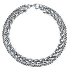 Layered Wrist Stainless Steel Spiga Popcorn Chain Bracelet Men Bulk
