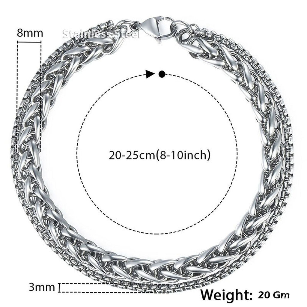 Layered Wrist Stainless Steel Spiga Popcorn Chain Bracelet Men Bulk