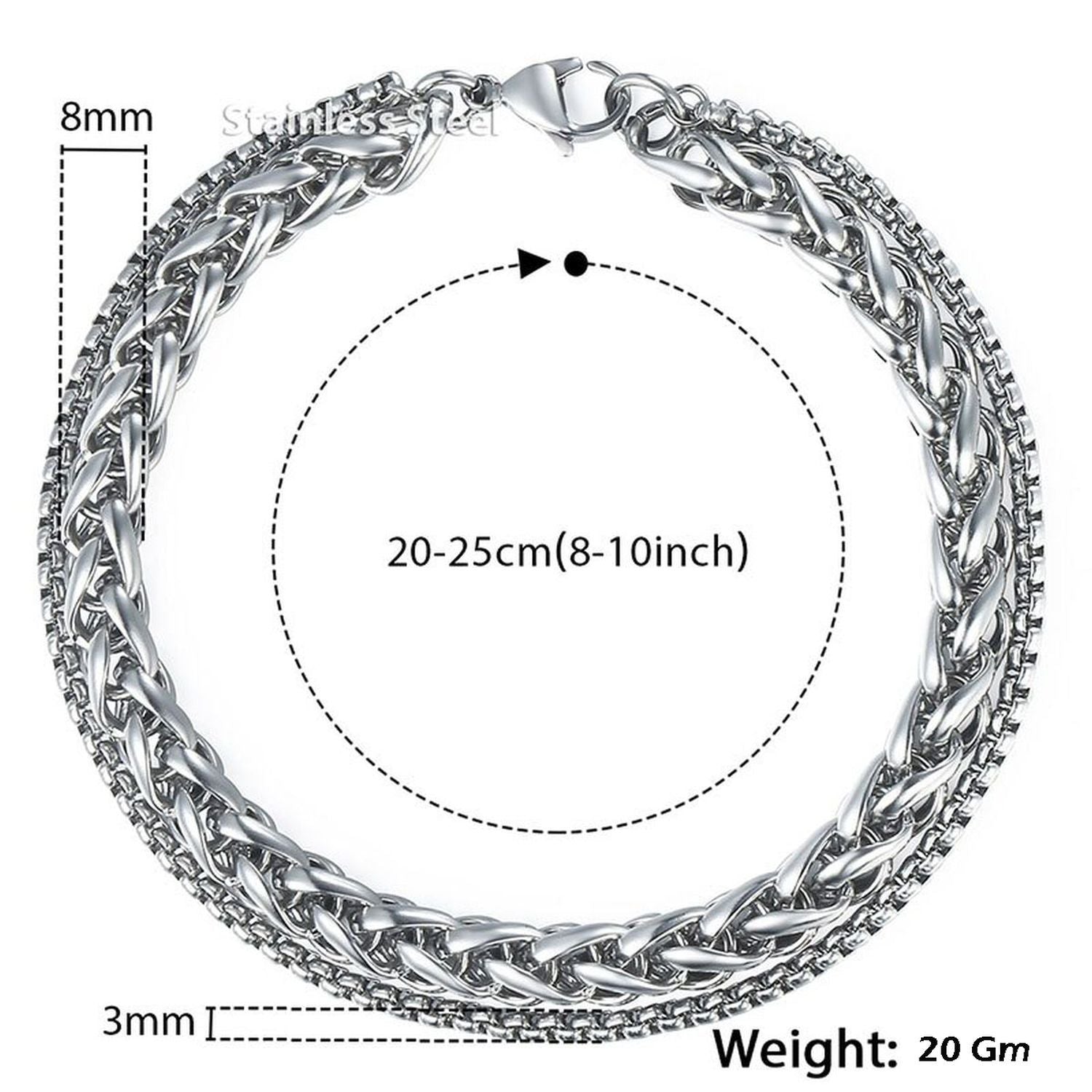 Layered Wrist Stainless Steel Spiga Popcorn Chain Bracelet Men Bulk