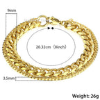 Layered Wrist Wrap Gold Stainless Steel Curb Chain Bracelet Bulk