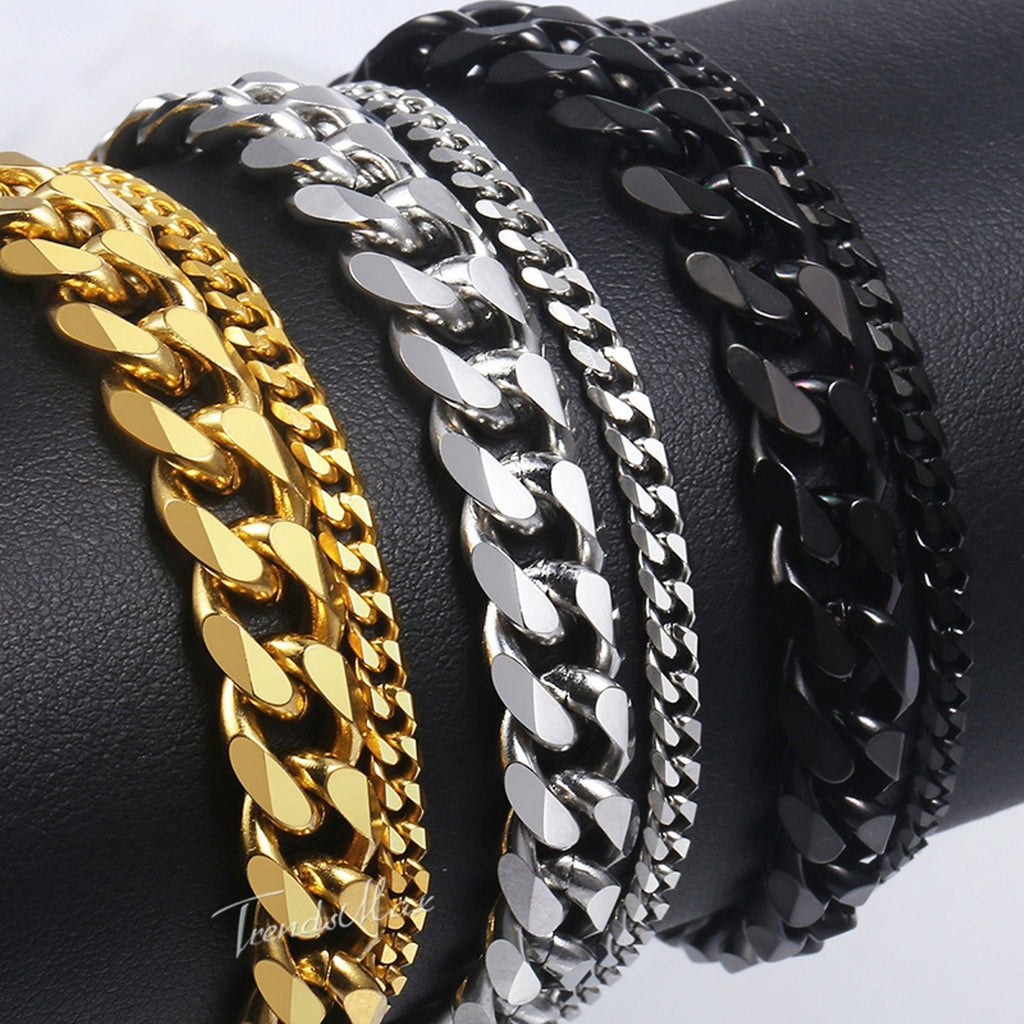 Layered Wrist Wrap Gold Stainless Steel Curb Chain Bracelet Bulk